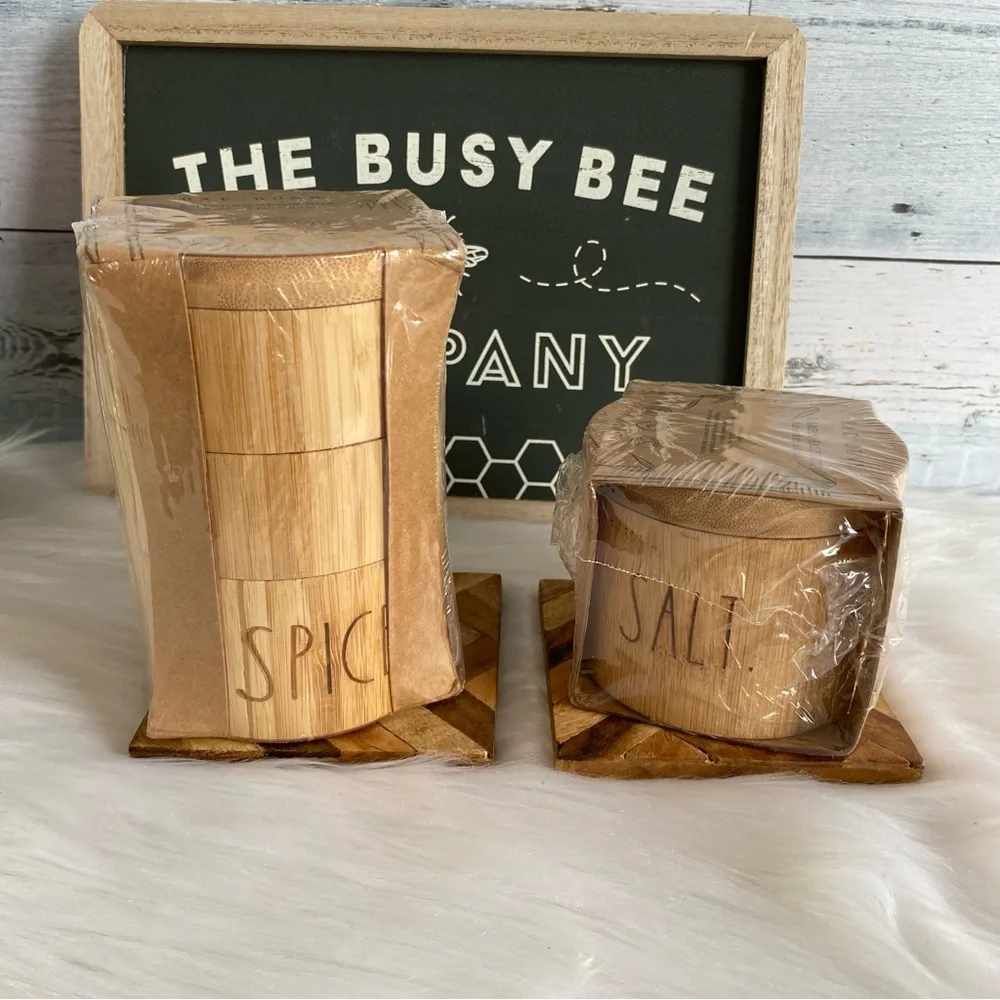 Rae Dunn Bamboo Spice & Salt Cellar Kitchen Home